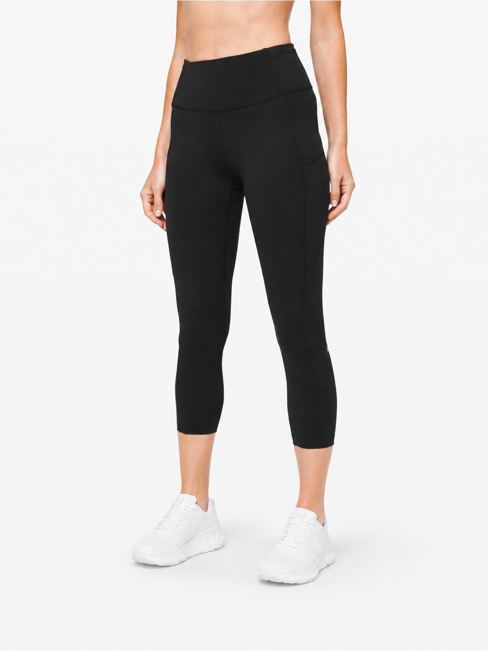 Lululemon Fast and Free High-Rise Crop 23" Black with Pockets Size 6